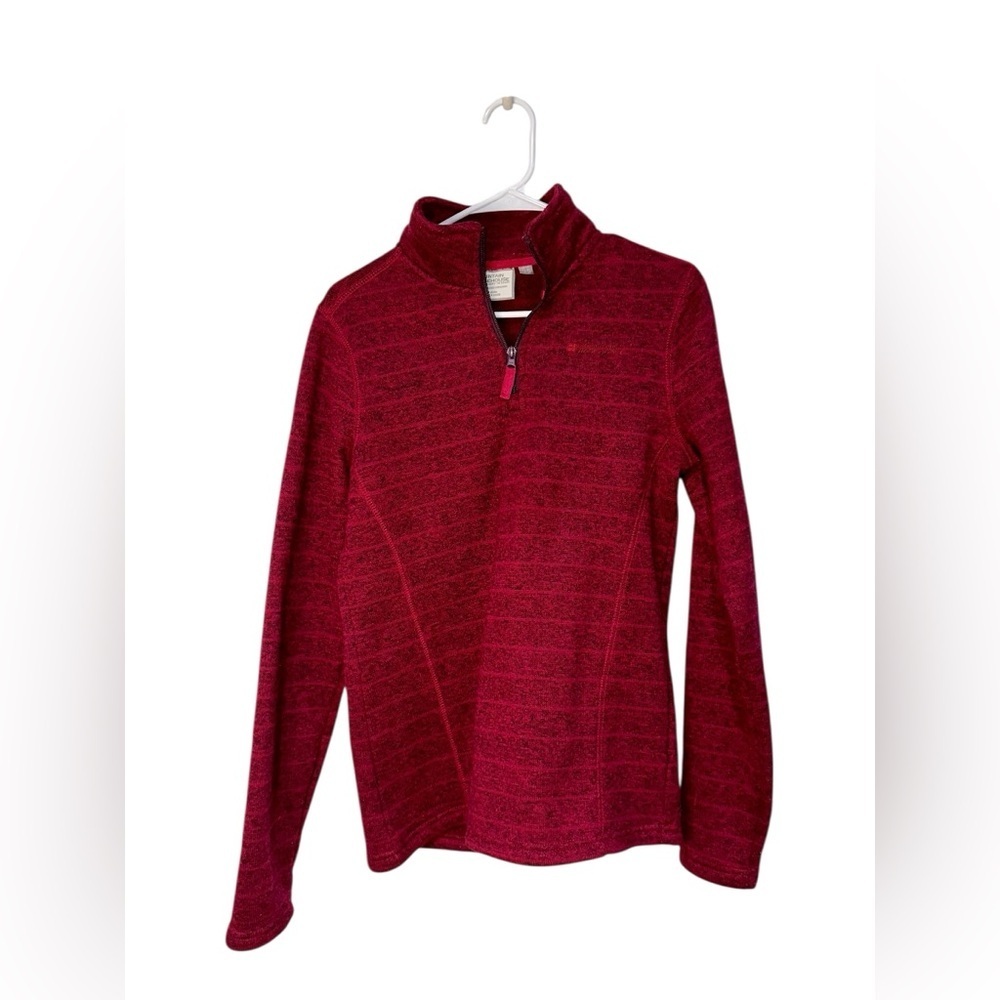 Women's Mountain Warehouse Red Knit Quarter-Zip Pullover 10 (Cozy, Warm, Hiking)